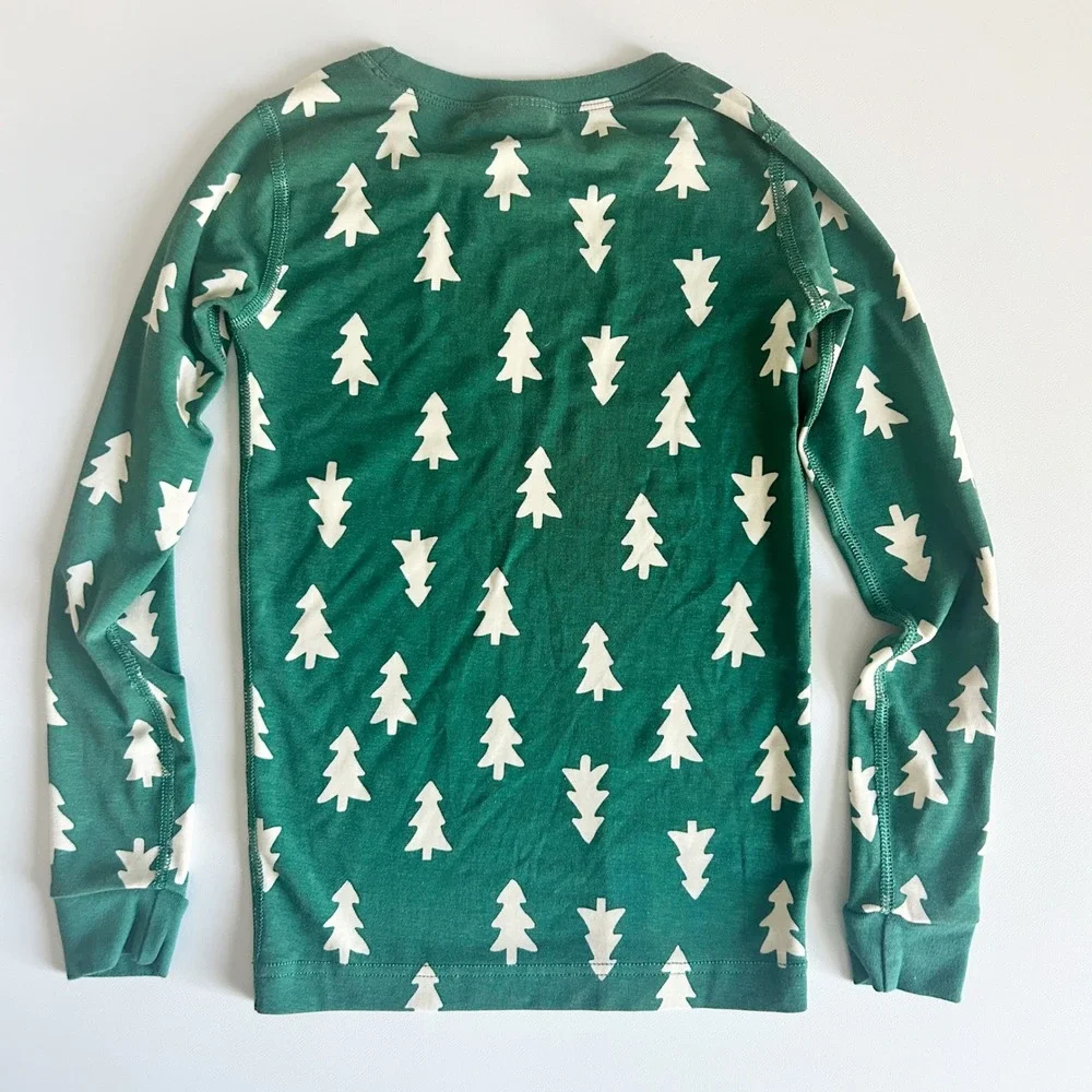 Hanna Andersson Kids Green‎ Christmas Pine Tree Modal Holiday Pajama Set Size 8